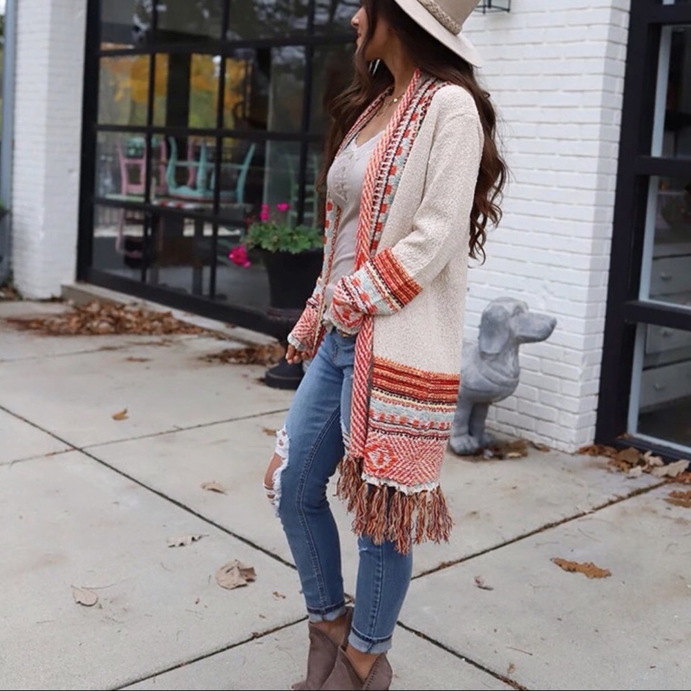 Boho Fringed Ivory Cardigan *NEW*
